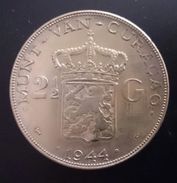 CURACAO 2-1/2 GULDEN 1944 SILVER Free Shipping Via Registered Air Mail - Curaçao