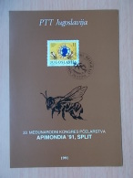 Kov 3029 - FIRST DAY, 1991, YUGOSLAVIA, BLOCK , BEE, PCELA, Abeille - Sonstige & Ohne Zuordnung