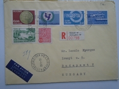 X130.15 Suomi Finland Cover  Cancel  Helsinki -stamps -Mouse  1968 - Registered Airmail  To Hungary - Covers & Documents