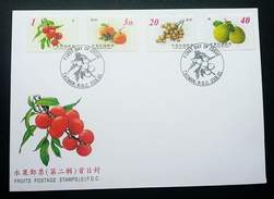 Taiwan Fruits (II) 2001 Fruit Food (stamp FDC) - Briefe U. Dokumente