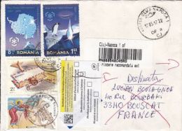 POLAR YEAR, PLANE, ANGEL, ALPHORN, STAMPS ON REGISTERED COVER, 2017, ROMANIA - Brieven En Documenten