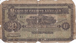 BILLETE DE URUGUAY DE 20 PESOS DEL AÑO 1887  (BANK NOTE) BANCO DE CREDITO AUXILIAR - Uruguay