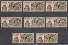 ISRAEL 2009 KLUSSENDORF ATM BIRD FALCO NAUMANNI LESSER KESTREL FULL SET OF 8 STAMPS NUMBER 010 - Affrancature Meccaniche/Frama