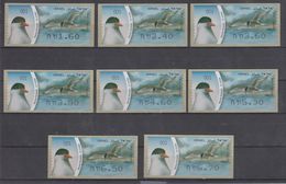 ISRAEL 2010 KLUSSENDORF ATM BIRD STERNA HIRUNDO COMMON TERN FULL SET OF 8 STAMPS - Franking Labels