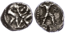 28 Aspendos, Stater (10,84g), Ca. 4./3. Jhd V. Chr. Av: Zwei Ringer. Rev: Schleuderer Nach Rechts, Rechts Triskele, Link - Other & Unclassified