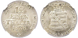 214 1/12 Taler, 1836, Friedrich August II., AKS 105, J. 71, In Plastikholder Der NGC Mit Der Bewertung "MS 63"., Katalog - Other & Unclassified