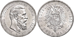 255 5 Mark, 1888, Friedrich III., Berieben, Kl. Rf., Vz-st., Katalog: J. 99 Vz-st - Autres & Non Classés