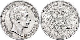 256 5 Mark, 1907, Wilhelm II., Vz., Katalog: J. 104 Vz - Sonstige & Ohne Zuordnung