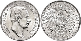 265 2 Mark, 1914, Friedrich August III., Vz-st., Katalog: J. 134 Vz-st - Other & Unclassified