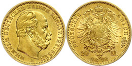 291 20 Mark, 1872, A, Wilhelm I., Wz. Rf., Ss., Katalog: J. 243 Ss - Autres & Non Classés