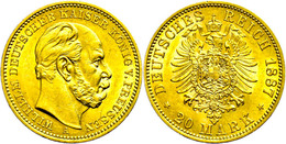 299 20 Mark, 1887, A, Wilhelm I., Wz. Rf., Ss., Katalog: J. 246 Ss - Sonstige & Ohne Zuordnung