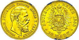 301 10 Mark, 1888, Friedrich III., Fassungsspur, Kratzer, Ss-vz., Katalog: J. 247 Ss-vz - Sonstige & Ohne Zuordnung