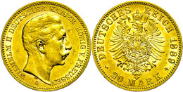 306 20 Mark, 1889, A, Wilhelm I., Wz. Rf., Ss-vz., Katalog: J. 250 Ss-vz - Other & Unclassified