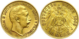 322 20 Mark, 1909, Wilhelm II., Mzz A, Ss-vz., Katalog: J. 252 Ss-vz - Sonstige & Ohne Zuordnung