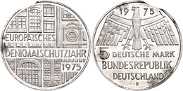 399 5 Mark, 1975, Denkmalschutzjahr, Mit Zainende, Kl. Rf., Vz Aus PP., Katalog: J. 417 VzausPP - Other & Unclassified