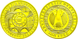 402 200 Euro, Gold, 2002, F, Währungsunion, Mit Zertifikat In Ausgabeschatulle (Schatulle Leicht Bestoßen), St., Katalog - Other & Unclassified