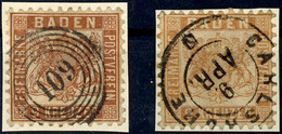 973 9 Kr Rötlichbraun Und Hellocker Je Tadellos Und Zentrisch Gestempelt, Mi. 140.-, Katalog: 20a+b O - Other & Unclassified