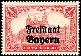 1039 1 Mark Deutsches Reich Rot Mit Schwarzem Bdr.-Aufdruck "Freistaat Bayern", Abart "doppelter Aufdruck", Tadellos Pos - Other & Unclassified