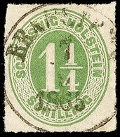 2116 "BRAMSTEDT 7.9.1865", K1 Klar Und Zentrisch Auf 1 1/4 S. Olivgrün Durchstochen, Pracht, Katalog: 9 O - Schleswig-Holstein