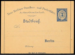 3217 BERLIN PACKETFAHRT, GS-Kartenbrief 3 Pfg, Neue Berliner Omnibus- Und Paketfahrt-Aktien-Gesellschaft, Ungebraucht, K - Other & Unclassified