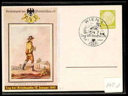 4443 6 Pfg. Tag Der Briefmarke, Ganzsachenkarte Mit Ersttagssonderstempel "WIEN 12.1.1941", Unbeschriftet, Katalog: P241 - Other & Unclassified