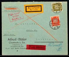 4632 Deutsches Reich 1927, Luftpost-Eilboten-Brief Mit 10 U. 40 Pfg Reichsadler Von "CHEMNITZ 25.1.27" Nach Leipzig, Dor - Other & Unclassified