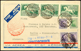 4647 URUGUAY 1933, Luftpostbrief Mit MiNr. 353, 430 (3), 455 U. 461 über Paris Und Berlin Nach Leipzig  BF - Other & Unclassified