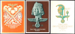 4735 1939-1939, T. D. Deutschen Kunst, Drei Versch. Color Festpostkarten, Frankiert Mit Entspr. SST, Blanko, Erh. I (alt - Other & Unclassified
