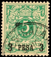 5178 3 Pesa Auf 5 Pfg, Aufdruck In Type I, Tadellos Gestempelt, Mi. 60.-, Katalog: 2I O - German East Africa