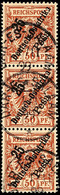 5190 25 Pesa Auf 50 Pf. Krone/Adler, 3zeiliger Aufdruck, Senkr. 3er-Streifen, Jede Marke Klar DAR-ES-SALAAM 1/11 99, Kat - German East Africa