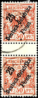 5192 25 P Auf 50 Pf., Senkrechtes Zwischenstegpaar Tadellos Gestempelt, Mi. 450,- Für **, Katalog: 10ZS O - German East Africa