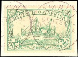 5198 2 Rupien Kaiseryacht Grün Tadellos Auf Briefstück, Mi. 100.-, Katalog: 20 BS - German East Africa