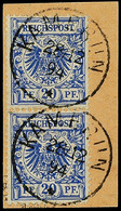 5493 20 Pfg Violettultramarin Im Senkrechten Paar Auf Kabinett-Postanweisungs-Briefstück Mit K1 KAMERUN 28.12.94, Signie - Kamerun
