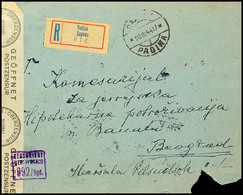 7426 Mischfrankatur Aus 1 Din. Mit 2 Din.(Viererblock) Auf Der Briefrückseite Eines Portogerechten Inlands-R-Briefes Nac - WW2