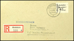 7934 42 Pfg. Gebührenzettel In Type A Als Portogerechte Einzelfranaktur Auf Philat. R-Brief Aus MINDELHEIM 6.2.46 Nach B - Mindelheim