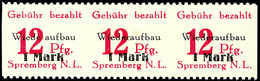 7999 8 Pf. + 1 M. Und 12 Pf. + 1M. Wiederaufbau, Je Im 3er-Streifen, Senkr. Ungezähnt, Tadellos Postfrisch, MI. 780,-, K - Spremberg