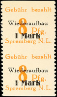 8001 1 Mark Auf 8 Pf Waag. Ungezähnt Tadellos ** Senkrechtes Paar, Mi. 130.-, Katalog: 19AUw ** - Spremberg