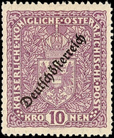 10244 10 Kr. Schwarzbraunviolett, Type I, Aufdruck "Deutsch-Österreich", Ungebraucht Mit Originalgummierung Und Falzrest - Other & Unclassified