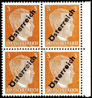 10256 3 Pfg Hitler Mit Überdruck In A-Farbe, Tadellos Postfrischer Viererblock, Gepr. Sturzeis VÖB, Mi. 400.-, Katalog:  - Other & Unclassified