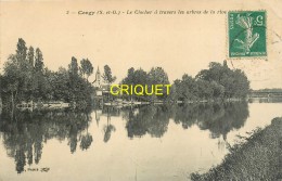 95 Cergy, Le Clocher à Travers Les Arbres De La Rive, Affranchie 1909 - Cergy Pontoise