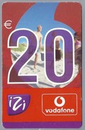 NL.- VODOFONE IZI 20 Plus. BELTEGOED € 20,-. Serie 20VB\006534. - 2 Scans - Cartes GSM, Prépayées Et Recharges