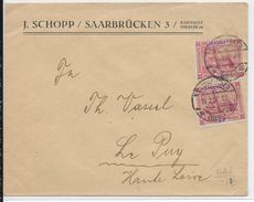 SAAR / SARRE - 1927 - ENVELOPPE De SAARBRÜCKEN => LE PUY - Briefe U. Dokumente