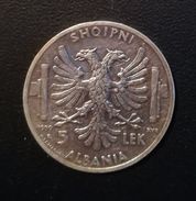 ALBANIA - 5 LEK ANNO 1939 - QUALITA' Q/FDC - NON PULITA - ARGENTO - Albanië