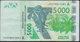 W.A.S. IVORY COAST P117Ah 5000 FRANCS (20)10 VF-XF 2010  NO P.h. ! - Costa D'Avorio