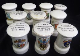POST BOXES Selection Of Ten Crested China Post Boxes, Crests For Brighton, London, Bognor, Cardiff, Blackpool, Salford,  - Altri & Non Classificati