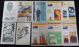 WWII PROPAGANDA CARDS Produced In Portugal, Colourful Assortment Featuring Churchill, RAF, German Issues, British Empire - Altri & Non Classificati