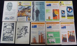 WWII PROPAGANDA CARDS Produced In Portugal, Colourful Assortment Featuring Churchill, RAF, German Issues, British Empire - Autres & Non Classés