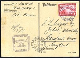 1931 'MORPHILA' Switzerland Flight Card To England, Franked 1rmPolar Flight Zeppelin, Tied Luftschiff Graf Zeppelin C.d. - Sonstige & Ohne Zuordnung