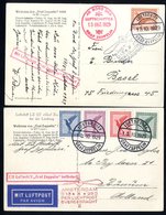 1929 Holland Flight PPC's Of LZ127 To Holland & Switzerland, Franked 50pf Tied By 'Luftschiff Graf Zeppelin' C.d.s & Bea - Other & Unclassified