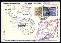 1930 First Round The World Flight Illustrated Card To Cuba Franked Brazil 200r + 20,000r Commem, Tied By Rio De Janeiro  - Sonstige & Ohne Zuordnung